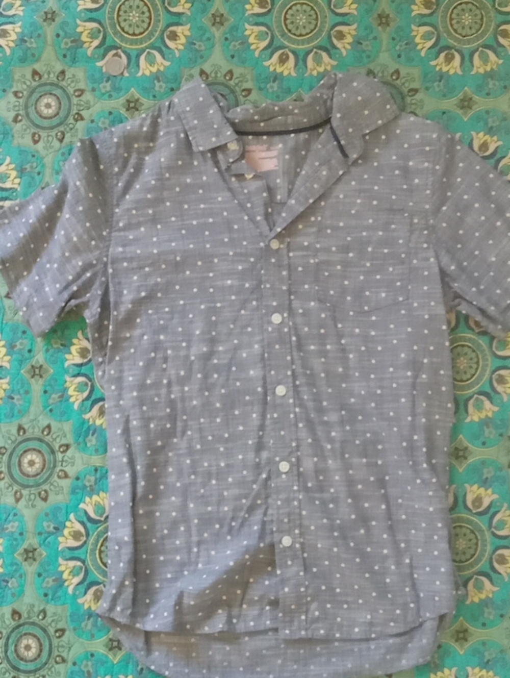 Cat & Jack Blue Shirt with White Polka Dots